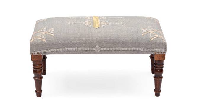 Teramo Mango Wood bench In Cotton Grey Colour (Grey, Polished Finish) by Urban Ladder - Design 1 Side View - 760854