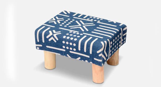 Blossom Solid Wood Foot Stool In Cotton Blue Colour (Blue) by Urban Ladder - Front View Design 1 - 760946