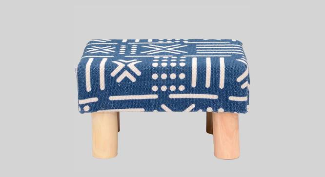 Blossom Solid Wood Foot Stool In Cotton Blue Colour (Blue) by Urban Ladder - Design 1 Side View - 760969