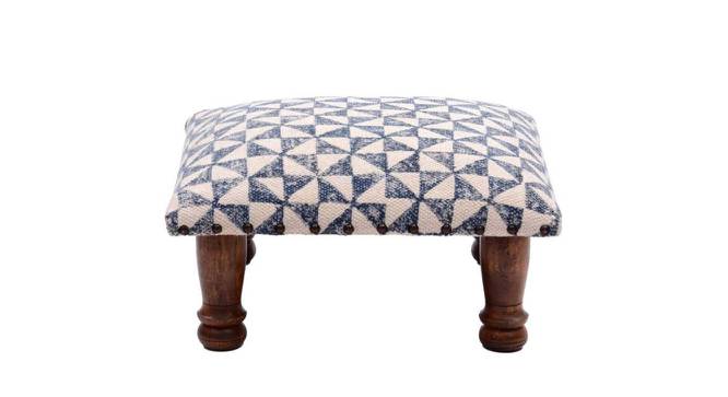 Mixi Mango Wood Foot Stool In Cotton Blue Colour (Blue) by Urban Ladder - Design 1 Side View - 760989
