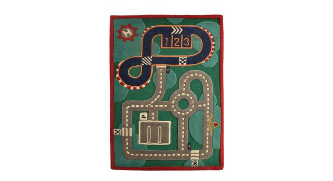 Green Race Track (Green, 91 x 152 cm  (36" x 60") Carpet Size) by Urban Ladder - Front View Design 1 - 761023