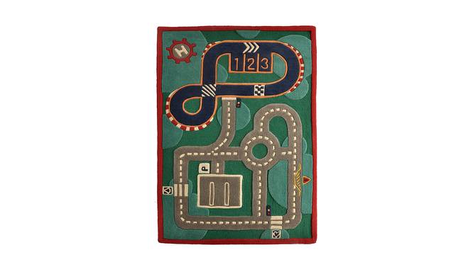 Green Race Track (Green, 122 x 183 cm  (48" x 72") Carpet Size) by Urban Ladder - Front View Design 1 - 761024