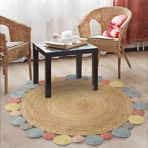 Decor Kids Design Beige Hand Tufted Jute Carpet 4 X 4 Feet