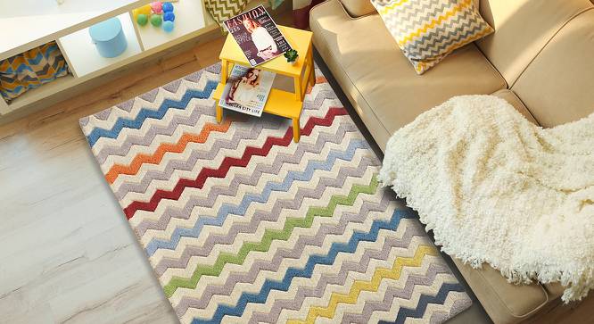 Chic Chevron Rug (91 x 152 cm  (36" x 60") Carpet Size, Multicolor) by Urban Ladder - Design 1 Side View - 761526