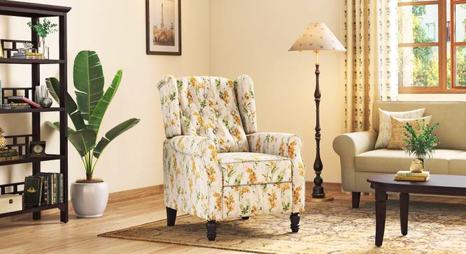 Ellis One Seater Pushback Recliner (One Seater, Mustard Florals) by Urban Ladder - Front View Design 1 - 761611