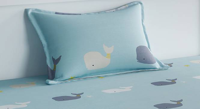Kids Whale Print Turquoise And Grey Bedsheet Set-  blue (Blue) by Urban Ladder - Design 1 Side View - 762121