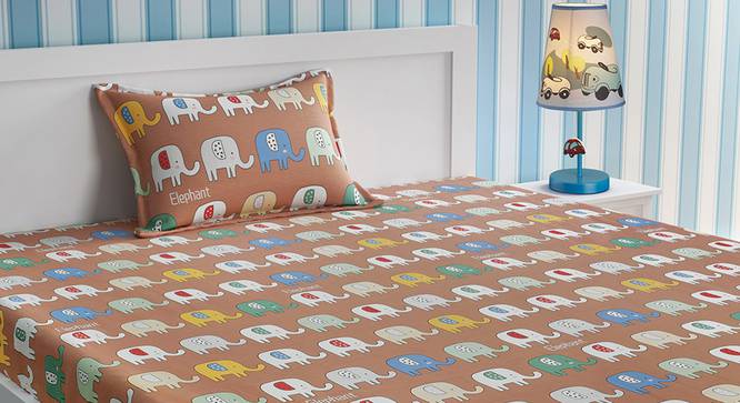 Kids Abstract Elephant Print Brown And White Bedsheet Set-  brown (Brown) by Urban Ladder - Design 1 Side View - 762149
