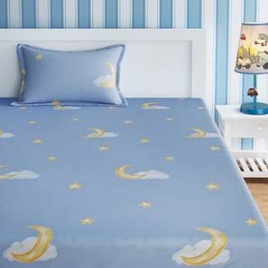 Kids Bedsheets Design Kids Moon And Star Print Grey And Yellow Bedsheet Set-  grey (Grey)