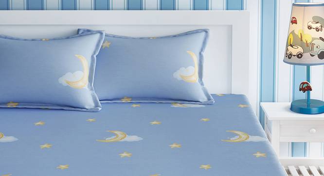Kids Moon And Star Print Grey And Yellow Bedsheet Set-grey (Grey) by Urban Ladder - Front View Design 1 - 762196