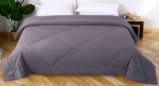 Fashion Solid Grey Comforter (Grey, Double Size) by Urban Ladder - Front View Design 1 - 762281