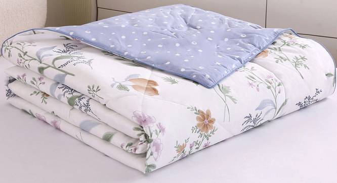 Fashion Floral Print White And Grey Comforter (White, Double Size) by Urban Ladder - Ground View Design 1 - 762286