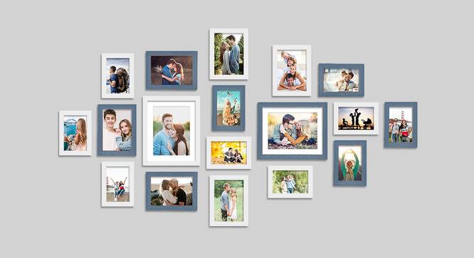 Set of 18 Blue & White Wall Photo Frames - ASPWT23826 (Multicolor) by Urban Ladder - Front View Design 1 - 764529
