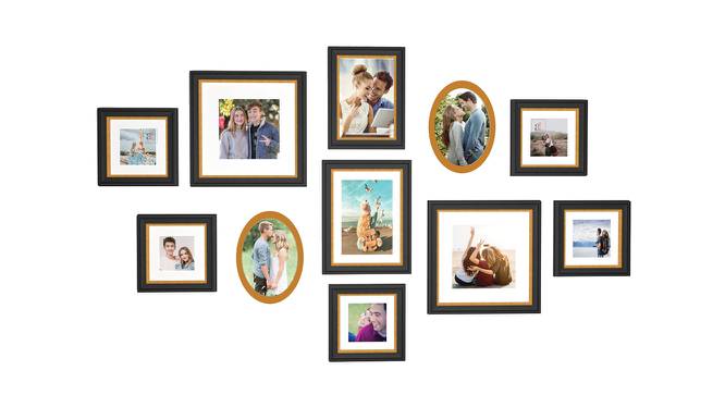 Mercury Set of 11 Elite Wall Photoframes for Home Décor Black Photo Frame with 2 Oval Shape Frames for Wall and Living Room Decoration - ASPWT24257 (Multicolor) by Urban Ladder - Front View Design 1 - 764545