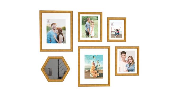Sun Set of 6 Elite Wall Photoframes for Home Décor Photo Frames for Wall and Living Room Decoration - ASPWT24263 (Gold) by Urban Ladder - Front View Design 1 - 764550