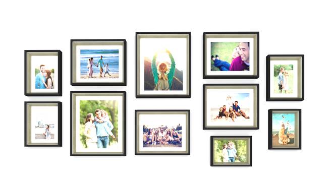 Moist Set of 11 Elite Black 3D-Timeline Wall Photoframes for Home & Wall Décor - ASPWT24271 (Black) by Urban Ladder - Front View Design 1 - 764555