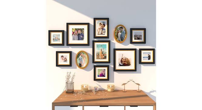 Mercury Set of 11 Elite Wall Photoframes for Home Décor Black Photo Frame with 2 Oval Shape Frames for Wall and Living Room Decoration - ASPWT24257 (Multicolor) by Urban Ladder - Design 1 Side View - 764573