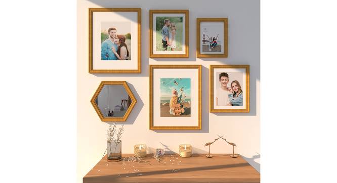 Sun Set of 6 Elite Wall Photoframes for Home Décor Photo Frames for Wall and Living Room Decoration - ASPWT24263 (Gold) by Urban Ladder - Design 1 Side View - 764576