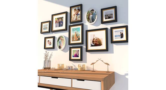 Wella Set of 11 Elite Wall Photoframes for Home Décor Black Photo Frame with 2 Oval Shape Frames for Wall and Living Room Decoration - ASPWT24268 (Multicolor) by Urban Ladder - Design 1 Side View - 764578