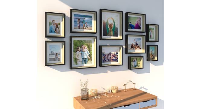Moist Set of 11 Elite Black 3D-Timeline Wall Photoframes for Home & Wall Décor - ASPWT24271 (Black) by Urban Ladder - Design 1 Side View - 764579
