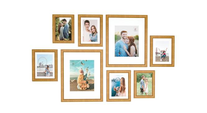 Pluto Set of 8 Elite Wall Photoframes for Home Décor Photo Frames for Wall and Living Room Decoration (11x14, 6x8, 5x7 Inchs, Golden) - ASPWT24264 (Gold) by Urban Ladder - Front View Design 1 - 764914