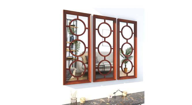 Brown Set of 3 MDF Made Circle Design Decorative Wall Mirror (Brown) by Urban Ladder - Front View Design 1 - 764915