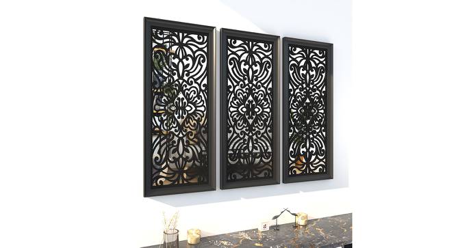 Black Set of 3 Floral Design MDF Made Decorative Wall Mirror (Black) by Urban Ladder - Front View Design 1 - 764917