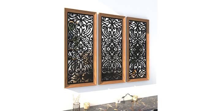 Gold & Black Set of 3 Floral Design MDF Made Decorative Wall Mirror (Gold) by Urban Ladder - Front View Design 1 - 764918