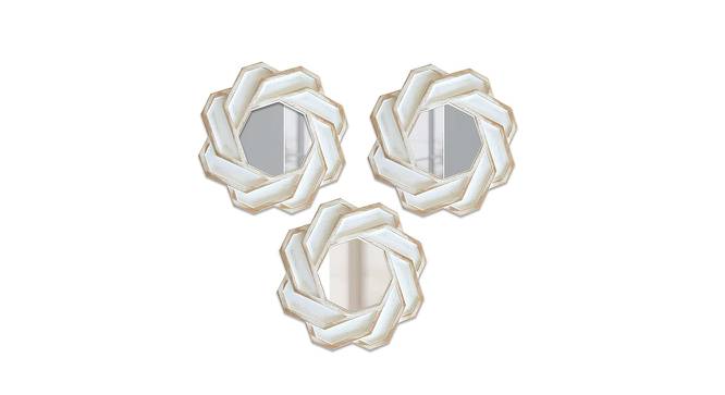 Set of 3 Solid Framed Decorative Wall Mirrors for Home Wall Decor (White) by Urban Ladder - Front View Design 1 - 764926