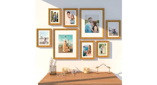 Pluto Set of 8 Elite Wall Photoframes for Home Décor Photo Frames for Wall and Living Room Decoration (11x14, 6x8, 5x7 Inchs, Golden) - ASPWT24264 (Gold) by Urban Ladder - Design 1 Side View - 764938