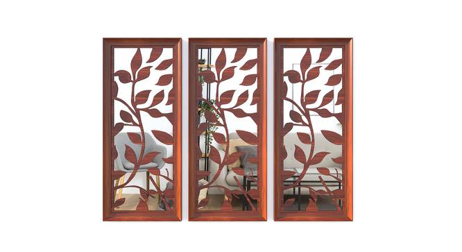 Brown Set of 3 MDF Made Leaves Design Decorative Wall Mirror (Brown) by Urban Ladder - Design 1 Side View - 764962