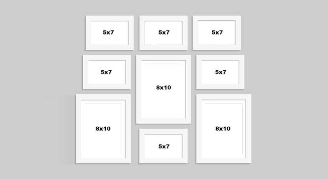 Set of 9 Individual White Photo Frame - ASPWT22603WH (White) by Urban Ladder - Design 1 Dimension - 765028