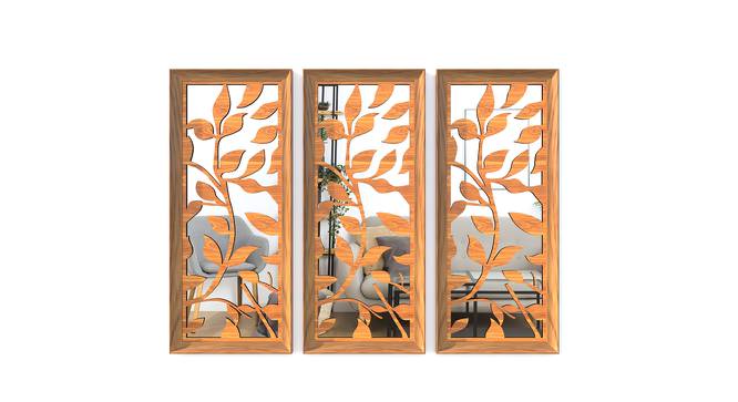 Golden Set of 3 MDF Made Leaves Design Decorative Wall Mirror (Gold) by Urban Ladder - Design 1 Side View - 765052
