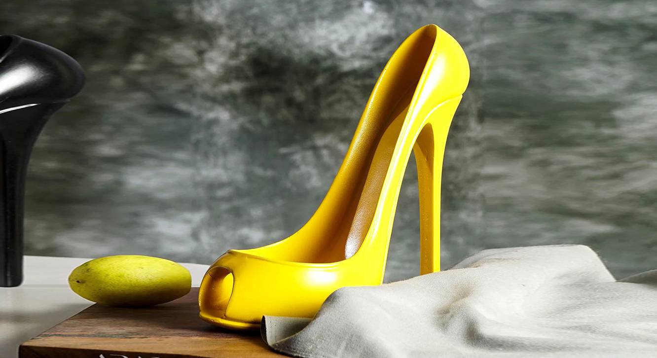 Minimalist Stiletto Wine Bottle Holder Yellow Urban Ladder