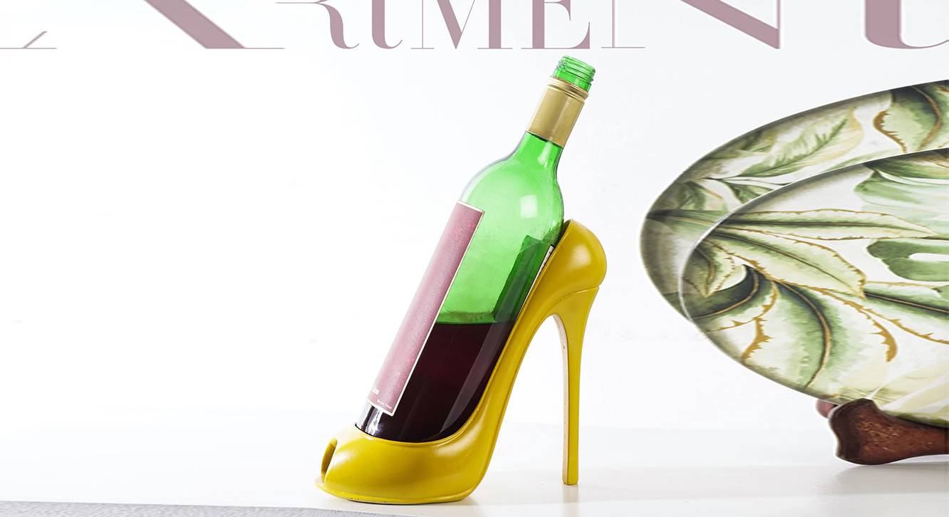 Minimalist Stiletto Wine Bottle Holder Yellow Urban Ladder