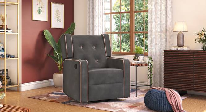 Irene Rocker & Swivel Recliner in Space Grey Velvet (One Seater,  Space Grey Velvet) by Urban Ladder - Front View Design 1 - 765329