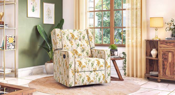 Irene Rocker & Swivel Recliner in Space Grey Velvet (One Seater, Mustard Floral Velvet) by Urban Ladder - Front View Design 1 - 765346