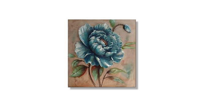 A Blooming Hope Blue Rose Floral Gold Foiling Painting For Wall Decoration 31x31 Inches (Blue) by Urban Ladder - Front View Design 1 - 766062