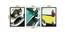 Canvas Painting Set of 3 Wall Arts White, Green & Yellow Abstract Theme Wall Art Painting (Multicolor) by Urban Ladder - Design 1 Dimension - 766081