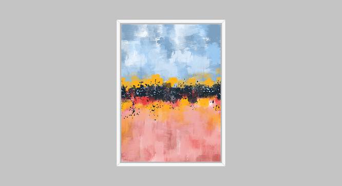 Canvas Painting Blue & Pink Abstract Theme Wall Art Painting with Wooden Frame (Multicolor) by Urban Ladder - Front View Design 1 - 766093