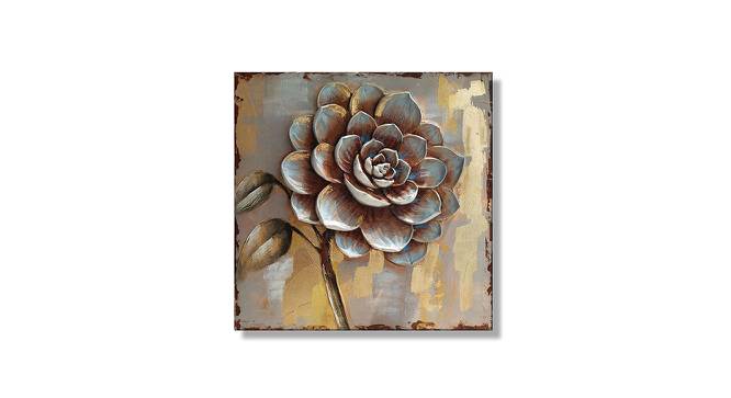 A Blooming Hope Brown Floral Gold Wall Painting For Wall Decoration Size 31x31 Inches (Grey) by Urban Ladder - Front View Design 1 - 766097