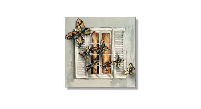 Ready To Fly Stretched Textured Butterfly Painting For Wall Decoration 31x31 Inch (Grey) by Urban Ladder - Front View Design 1 - 766098