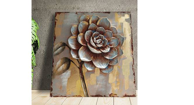 A Blooming Hope Brown Floral Gold Wall Painting For Wall Decoration Size 31x31 Inches (Grey) by Urban Ladder - Design 1 Side View - 766109