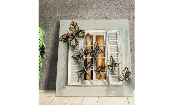 Ready To Fly Stretched Textured Butterfly Painting For Wall Decoration 31x31 Inch (Grey) by Urban Ladder - Design 1 Side View - 766110