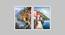 Canvas Painting Set of 2 Landscape Theme Wall Art Painting with Wooden Frame (Multicolor) by Urban Ladder - Front View Design 1 - 766142