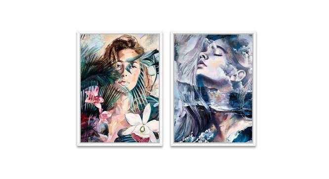 Canvas Painting Set of 2 Portrait Theme Wall Art Painting with Wooden Frame (Multicolor) by Urban Ladder - Front View Design 1 - 766182