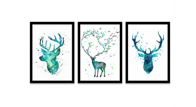 Set of 3 Wall Arts White & Blue Nature Theme Canvas Art Wall Paintings (Multicolor) by Urban Ladder - Front View Design 1 - 766185