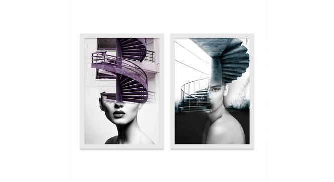 Set of 2 Wall Arts White & Black Abstract Theme Canvas Art Wall Paintings (Multicolor) by Urban Ladder - Front View Design 1 - 766187