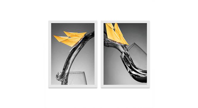 Set of 2 Wall Arts White & Black Abstract Water Theme Canvas Art Wall Paintings (Multicolor) by Urban Ladder - Front View Design 1 - 766190