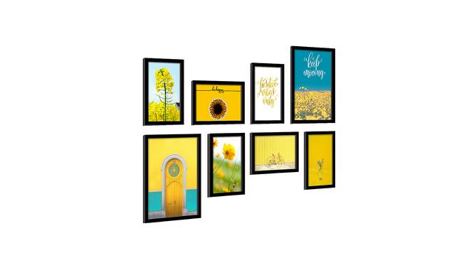 Set of 8 Sunshine Senorita Theme Yellow Background Framed Art Prints with Black Frame (Multicolor) by Urban Ladder - Front View Design 1 - 766194