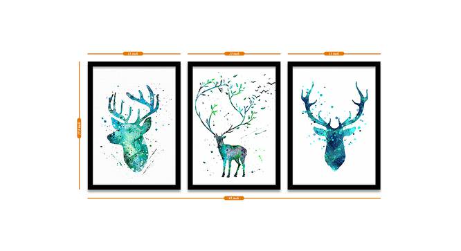 Set of 3 Wall Arts White & Blue Nature Theme Canvas Art Wall Paintings (Multicolor) by Urban Ladder - Design 1 Dimension - 766223